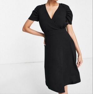 🏷️Closet London Black Wrap Tie Mini Dress LBD XL